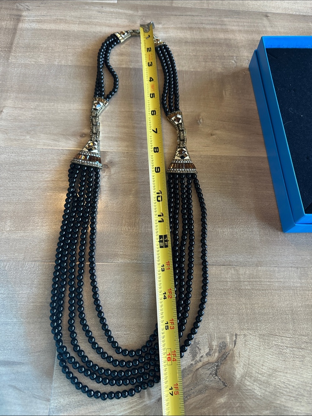 Heidi Daus Black Multi-Strand Beaded Necklace with Gold Accents - Picture 4 of 5